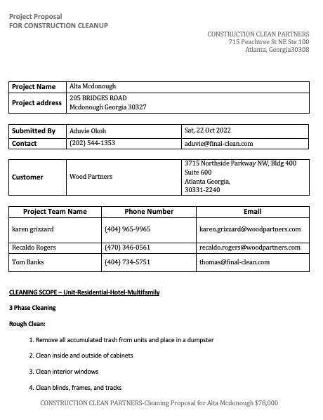Construction Clean Proposal Templates by Project Types